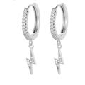 Anthropologie Jewelry | Kiss Fashion Cubic Zircon Simple Lightning Drop Earrings For Women Mini Hoop | Color: Silver/White | Size: Os