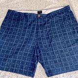 J. Crew Shorts | J.Crew Rivington 100% Cotton Flat Front Navy Blue Designed Shorts-Size 38 Waist | Color: Blue | Size: 38