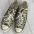 Converse Shoes | Converse Green Black Cheetah Print Sneakers Tennis Shoes W Size 12 M Size 10 | Color: Green/White | Size: 12