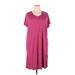 Jessica Simpson Casual Dress - Shift Scoop Neck Short sleeves: Burgundy Dresses - Women's Size 3X