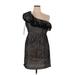 J.Crew Collection Cocktail Dress - Sheath Open Neckline Short sleeves: Black Print Dresses - New - Women's Size 14