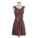 Forever 21 Casual Dress - Mini Scoop Neck Sleeveless: Brown Solid Dresses - Women's Size Small