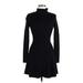 Zara Casual Dress - A-Line Turtleneck Long sleeves: Black Print Dresses - Women's Size Medium