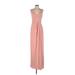 Thread Cocktail Dress - Bridesmaid Plunge Sleeveless: Pink Print Dresses - New - Women's Size Small