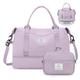 Weekender Bags for Women,Personal Item Travel Bag with Shoes Compartment,Overnight Travel Duffel Bag with Toiletry Bag, Wr-Light Purple with Laptop Pocket, Set(travel Bag+toiletry Bag)