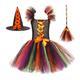 Costumes For World Book Day Men Toddler Kids Baby Girls Pageant Witch Halloween Costume Party Tulle Dresses With Hat & Fancy Dress Up Cosplay Set Fancy Dress Kids Book Character (Orange, 4-5 Years)