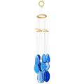mookaitedecor Large Blue Agate Slice Crystal Wind Chime for Home Porch Garden Indoor Outdoor Decoration, Healing Crystal Art Hanging Ornament Reiki Wind Chime Gift Good Luck Feng Shui Blue Home Decor