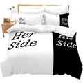 Loussiesd Black White Printed Duvet Cover Set Super King His Side Her Side Bedding Set Digital Printed Comforter Cover with 2 Pillow Shams Soft Microfiber Simple Quilt Cover Zipper 3 Pcs Gorgeous