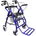 Multipurpose Aluminum Rollator Walker with Seat Foldable Mobility Walking Aid 4 Wheel Height Adjustable Shopping Cart Trolley for Elderly Handicap