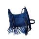 WEVRMQDY Handbags & Shoulder Bags Women’S Fringed Leather Shoulder Bag Soft Ethnic Style Pu Messenger Bag Zipper Large Retro Handbag Totes Bag-Blue