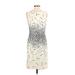 Worth New York Casual Dress - Sheath: Ivory Grid Dresses - Women's Size 4