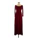 Pink Blush Casual Dress - Formal Boatneck 3/4 sleeves: Burgundy Solid Dresses - Women's Size Medium