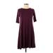 Old Navy Casual Dress - A-Line Crew Neck Short sleeves: Burgundy Solid Dresses - Women's Size X-Small