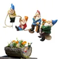 Mini Gnomes d'Extérieur en Résine Accessoires de Jardin Statue Décorative pour Cour Lot de 4