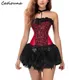 Robe corset en dentelle burlesque pour femme lingerie vintage sexy surbuste et mini jupe en