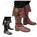 Chaussures en cuir PU rétro médiéval pour hommes bottes longues du moyen âge botte Renaissance