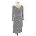 Banana Republic Casual Dress - Sheath Scoop Neck 3/4 sleeves: Gray Print Dresses - Women's Size Small