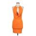 Forever 21 Cocktail Dress - Bodycon Halter Sleeveless: Orange Print Dresses - Women's Size Medium