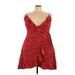 Shein Casual Dress - Mini Plunge Sleeveless: Red Dresses - Women's Size 3X