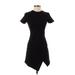 Olivaceous Casual Dress - A-Line High Neck Short sleeves: Black Print Dresses - Women's Size Small