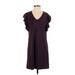 Lilla P Casual Dress - Shift V-Neck Short sleeves: Burgundy Solid Dresses - New - Women's Size X-Small