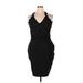 Lipsy London Cocktail Dress - Sheath V-Neck Sleeveless: Black Solid Dresses - New - Women's Size 14