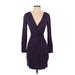Max Studio Casual Dress - Wrap: Purple Solid Dresses - Women's Size Small