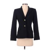 Ann Taylor LOFT Blazer Jacket: Short Black Print Jackets & Outerwear - Women's Size 2 Petite