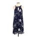 Le Lis Casual Dress - Popover: Blue Print Dresses - Women's Size Medium