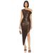Drop Shoulder Side Drape Gown - Brown - Norma Kamali Dresses