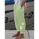 Femme Pantalon en lin Imitation Lin Floral Bleu Vert Mode Toute la longueur Casual Quotidien