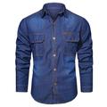 Homme Chemise Chemise en jean Chemise boutonnée Chemisette Chemise d'été Chemise décontractée Bleu Bleu clair manche longue Plein Col rabattu Plein Air Casual Bouton bas Vêtement Tenue Coton Jean