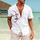 Homme Chemise Chemise en lin et coton Chemise en coton blanc Chemise boutonnée Chemise décontractée Chemisette Chemise d'été Blanche Violet Manches courtes Graphic Col rabattu Eté Plein Air Hawaïen