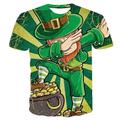 jour de la saint-patrick homme t-shirt tee imprimés graphiques floraux saint patrick jour col rond vert vert foncé vert / blanc impression 3d décontracté quotidien manches courtes impression 3d