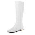 Femme Bottes Bottes à talons du quotidien Couleur unie Couleur Pleine Bottes genou Hiver Talon Bas Bout carré Elégant Décontractées Cuir PU Faux Cuir Fermeture Noir Blanche