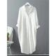 robe chemise courbe grande taille femme robe décontractée robe droite couleur unie robe longue maxi robe manches longues bouton col chemise basique extérieur noir blanc printemps été l xl xxl 3xl 4xl