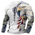 Homme Graphic Aigle T shirt Tee manche longue T-shirt 3D effet Col Chemise Mode Design Confortable Casual du quotidien Sortie Blanche Bleu Violet Printemps Automne Vêtement Tenue S M L XL 2XL 3XL