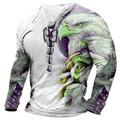 Homme Graphic Aigle T shirt Tee manche longue T-shirt 3D effet Col Chemise Mode Design Confortable Casual du quotidien Sortie Blanche Bleu Violet Printemps Automne Vêtement Tenue S M L XL 2XL 3XL