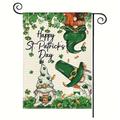 joyeux saint patrick drapeau de jardin vertical double face à carreaux de buffle petit drapeau de cour joyeux saint patrick chapeau trèfle feuille de trèfle vert drapeau de jardin chanceux drapeaux de