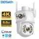 Didseth 8mp 4k wifi caméra ptz double objectif vidéosurveillance protection ai moniteur humain vision nocturne sécurité extérieure caméra de vidéosurveillance