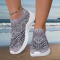 Femme Basket Slip-Ons Imprimer des chaussures Grandes Tailles Chaussures Flyknit Extérieur Noël du quotidien Léopard Eté Hiver Talon Plat Bout rond Bout fermé Mode Décontractées Tissage Volant