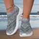 Femme Basket Slip-Ons Imprimer des chaussures Grandes Tailles Chaussures Flyknit Extérieur Noël du quotidien Léopard Eté Hiver Talon Plat Bout rond Bout fermé Mode Décontractées Tissage Volant