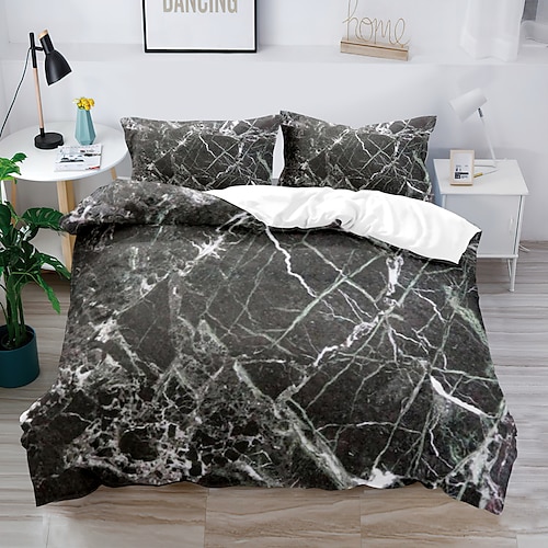 Literie 3d marbre imprimé imprimé housse de couette ensembles de literie housse de couette avec 1 housse de couette ou couvre-lit imprimé, 2 taies d