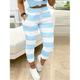 Femme Joggings Polyester Etoile Rayé Marine foncé Bleu clair Actif Taille haute Cheville Extérieur Des sports Eté Automne