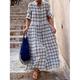 Robe chemise Robe casual Femme Robe longue maxi Extérieur du quotidien Rendez-vous Polyester Mode Moderne Col de Chemise Bouton Imprimer manche longue Automne Hiver 2023 Ample Noir Bleu Kaki Plaid S