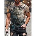 Homme Graphique Animal Lion T-shirt Manche Courte T-shirt Impression 3D Col ras du cou Chemise ancien Mode Designer Extérieur Quotidien Sports Noir Jaune Rouge Printemps Été Vêtement Tenue S M L XL