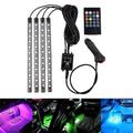 Bande lumineuse led multicolore pour voiture, 4 pièces, 48 led, musique, éclairage intérieur de voiture, kit d'éclairage ambiant sous le tableau de bord, lampe à pied