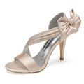 Femme Chaussures de mariage Grandes Tailles Chaussures de mariée Noeud Ruban Bout ouvert Elégant Satin Scotch Magique Argent Noir Blanche