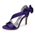 Femme Chaussures de mariage Grandes Tailles Chaussures de mariée Noeud Ruban Bout ouvert Elégant Satin Scotch Magique Argent Noir Blanche