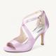 Femme Chaussures de mariage Chaussures de mariée Perle Talon haut Bout ouvert Elégant Satin Lanière en T Argent Blanche Rose clair